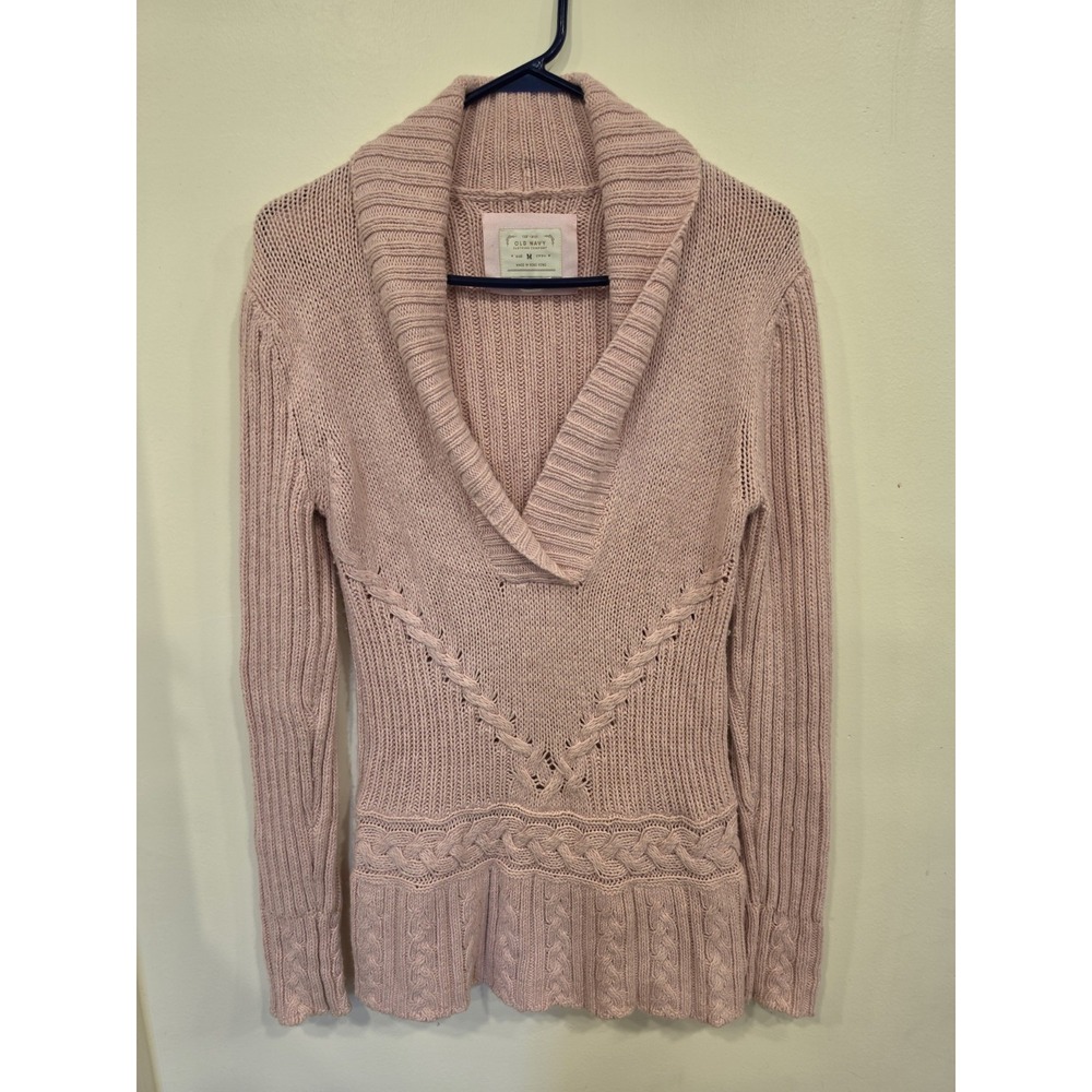 Vintage Y2k Pink Cable Knit Sweater Angora Blend‎ Medium Feminine Coquette